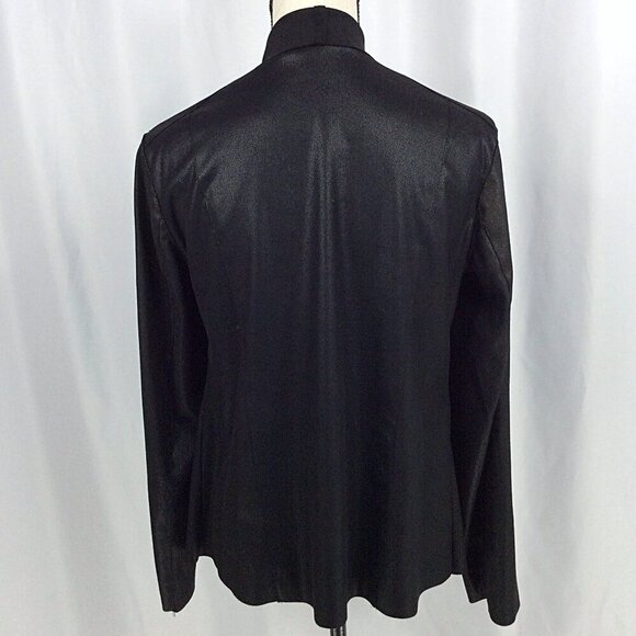 Kingston Gray Faux Suede Jacket Size Large Asymmetrical Zip Moto Draped Black - Picture 6 of 9